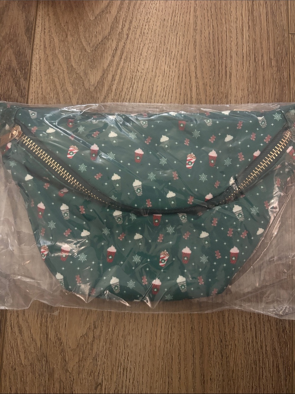 Green “Starbucks” Coffee Disney Holiday Patterned Crossbody Bag